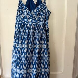 LOFT Blue and White Ikat dress
